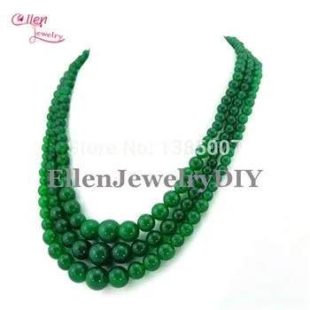 Očarujúce! 3 Riadky Zelený Náhrdelník Svadobné Šperky Korálkové Kameň Jewerly Módne Šperky W7155