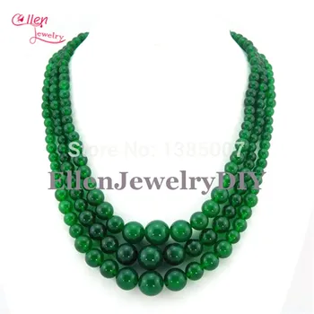 Očarujúce! 3 Riadky Zelený Náhrdelník Svadobné Šperky Korálkové Kameň Jewerly Módne Šperky W7155