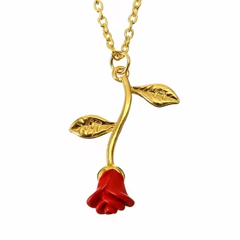 Očarujúce Červené Ruže Kvet Prívesok Náhrdelník Shellhard Bijoux Femme Collier Maxi Choker Náhrdelníky Boho Šperky