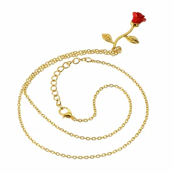 Očarujúce Červené Ruže Kvet Prívesok Náhrdelník Shellhard Bijoux Femme Collier Maxi Choker Náhrdelníky Boho Šperky