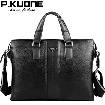 P. Kuone dizajnér značky hovädzie kože mužov originálne kožené kabelky muž kožené biznis kufrík, notebook taška mužov program messenger tašky