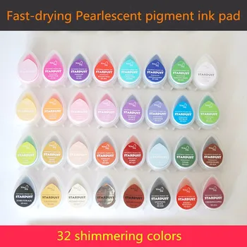 (Pack 32) Trhať Kvapka vody tvar Vysokej kvality 32 farby pečiatka atrament pad pearl účinnosťou lesk inkpads na zdobenie