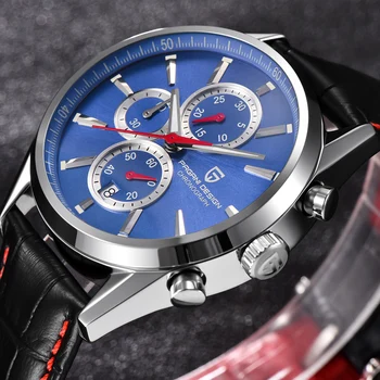 PAGANI DIZAJN Muži Móda Modrá Dial Chronograf Quartz Hodinky Mužov Športu Podnikania Hodinky z Nerezovej Ocele Luxyry hodinky prúd