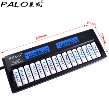 PALO 16 Sloty LCD Inteligentná Nabíjačka Batérií AA AAA Ni-MH, Ni-Cd 16 bay Batérie 16 Banky Nabíjateľné Batérie Inteligentný LCD Displej