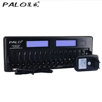 PALO 16 Sloty LCD Inteligentná Nabíjačka Batérií AA AAA Ni-MH, Ni-Cd 16 bay Batérie 16 Banky Nabíjateľné Batérie Inteligentný LCD Displej