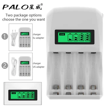 PALO 4 Sloty Inteligentné Rýchle NiCd NiMh Batérie, Nabíjačky LCD Displej pre AA AAA Ni-Cd, Ni-Mh Dobíjacie Batérie Inteligentné Nabíjačky