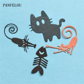 PANFELOU Metal craft mačka a rýb, die rezanie zomrie pre Scrapbooking/DIY Vianoce svadba Halloween karty Strane účtu