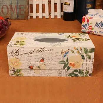 Pastorálna uterák box Kreatívny papier políčko Auto zásuvky Jednoduché obrúsok box Roztomilý Európskej obal Drevené skladovanie výtvarný štýl rodina