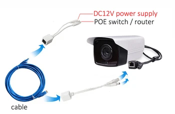 Pasívne PoE Kábel Rozdeľovača Power Over Ethernet, PoE Splitter & Injektor Kábel Súpravy, PoE Adaptér, POE Adaptér, Kábel DC 12V
