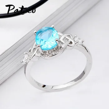 PATICO Retro Modré Crystal Svadobné Šperky Pevné 925 Sterling Silver Zapojenie Promise Ring Vysokej Kvality Darček pre Dámu
