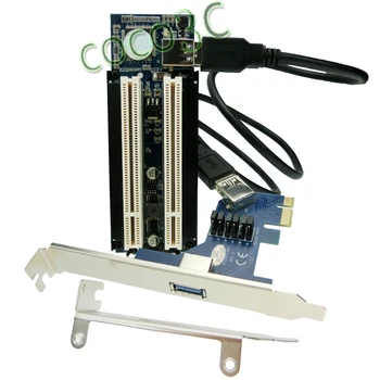 PCIe x1 x4, x8, x16, aby Dual zásuviek PCI adaptéra pci express 2 pci karta S USB 3.0 Extender Kábel na sériový paralelný zvuková karta