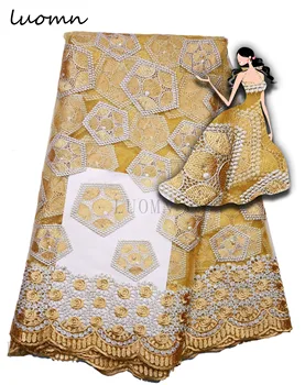 Peach Farba Tylu Čipky Textílie 3D Kvet Kvalitné Kamene Textílie, Čipky Krásne Nášivka Nigérijský Čipky Textílie Na Svadby ZJ3