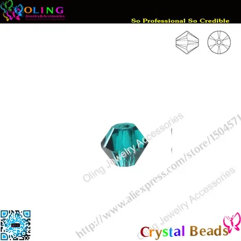 Perličiek,288pcs/Veľa AAA Najvyššej Kvality 5301 Bicone Korálky 6 mm Green Crystal Perličiek Voľné Dištančné Perličiek DIY Šperky Robiť