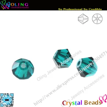 Perličiek,288pcs/Veľa AAA Najvyššej Kvality 5301 Bicone Korálky 6 mm Green Crystal Perličiek Voľné Dištančné Perličiek DIY Šperky Robiť