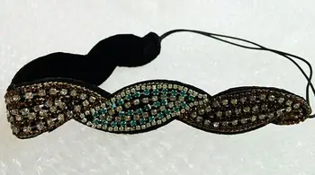 Perlové čelenka Nové Veľkoobchod módne iskrivý drahokamy, perly ručné chevron reťazca elastické hlavový most hairband na vlasy