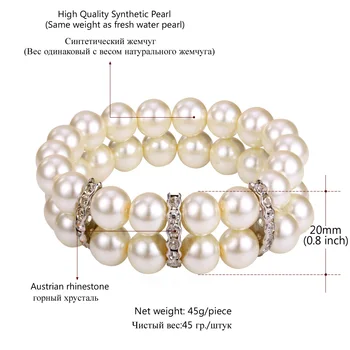 Perlový Náramok Pre Ženy Módne Šperky Darček Elegantný Štýl Dizajnu Drahokamu 2-Vrstvový Náramok Pearl Šperky H1511