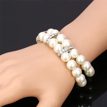 Perlový Náramok Pre Ženy Módne Šperky Darček Elegantný Štýl Dizajnu Drahokamu 2-Vrstvový Náramok Pearl Šperky H1511