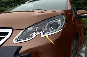 Peugeot 2008 2016 2017 ABS Chrome Predné Vedúci Svetlo Obočie Kryt Trim 2 ks Auto Styling Príslušenstvo!