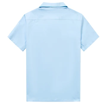 Pevná Bavlna, Krátky Rukáv Pánske Oblečenie Sky Blue Ležérne Košele S Vrecku Mužov Blúzka Zase Dole Golier Camisa Sociálne Masculina
