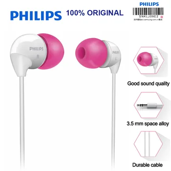 Philips SHE3501 In-Ear Slúchadlá s Plochou Hlavou Slúchadlá 3,5 mm Káblové Slúchadlá, Super Bass Slúchadlá pre Xiao LG Oficiálne Certificatio