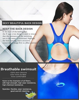 PHINIKISS Ženy Triatlon Vyhovovali Modrá Chudnutie Športové jednodielne Plavky Koleno Dĺžke Plávať nosenie Profesionálne Závodné Plávať oblek