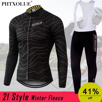 Phtxolue Zimné Thermal Fleece Cyklistické Oblečenie Nosiť Bike MTB Cyklistické Dresy Sady 2016 pánske Cyklistické Dresy Sady QY069