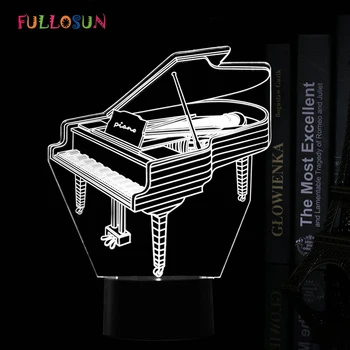 Piano Model 3D Nočné Svetlo Farebné Novinka Svetlá 3D Dekoratívne Svietidlo Art Atmosféru LED stolná lampa ako Detský Prázdninový Darček