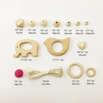 PINJEAS DIY Ošetrovateľskej Šperky Zmes package Háčkovanie korálky miešanie kolo geometrie drevené korálky Dreva krúžok slobody remeslá