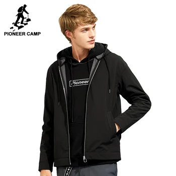 Pioneer Tábor softshell nepremokavá bunda, kabát mužov značky-odev s kapucňou, čierna bežné jarný kabát muž windbreaker AJK702376