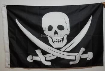 Pirátske Vlajky hot predaj tovaru 3X5FT 90x150cm Lebky a Kríž skríženými hnátmi Jolly Roger
