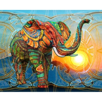 Plné Námestie Farebné Slon Mozaiky Drahokamu Ručné výšivky maľovanie 5D DIY Diamond maľovanie 3D cross stitch súpravy