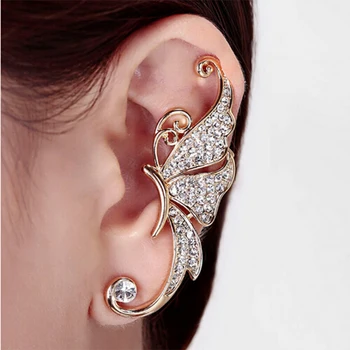 Plný Crystal Elfovia Motýľ Ucho Klip Ohromujúci Nový Dizajn Prehnané Náušnice, Bez Piercingu Pre Ženy, šperky, Doplnky