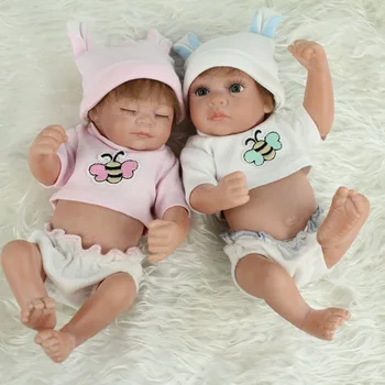 Plný Silikónové Realisticky Znovuzrodené Dieťa Twin Bábiky Vzácne Zberateľské Chlapec a Dievča Bábiky, pre Dvojčatá, Detské Vianoce, Nový Rok Darčeky