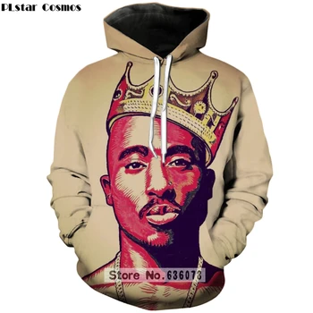 PLstar Vesmíru 2018 nové Módne hoodies Rapper 2pac Tupac/Potent Smalls 3d Tlač Mikina s Kapucňou Muži Ženy Hip hop Pulóver