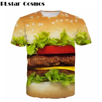 PLstar Vesmíru Módne Ženy muži T-shirts Syr Burger 3d tlač T-Shirt Hamburger t shirt Letné štýl bežné tričko topy