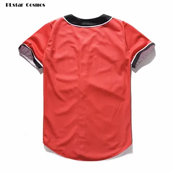 PLstar Vesmíru Červené Pánske Tlačidlá Homme Baseball Jersey 3D Tričko Streetwear Tees Košele Hip Hop Topy