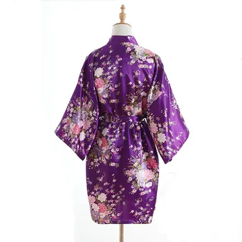 Plus Veľkosť Módne Dámske Letné Mini Kimono Krátky Župan Vaňa Šaty Purple Čínske Ženy Rayon Yukata Nightgown Pijama Mujer Msj004
