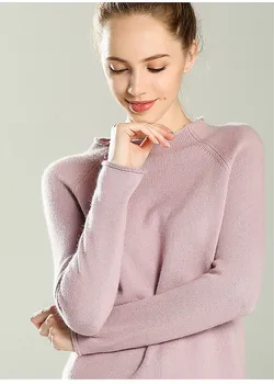 Plus veľkosť čistého koza cashmere ženy pulóver sveter pol-vysoký golier strúčik ružová 4colors S-2XL veľkoobchod maloobchod