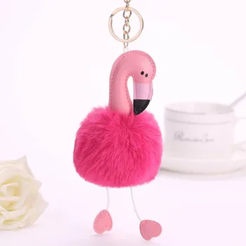 Plyšové Flamingo kľúčenky Pre Ženy, 8CM Veľké Lopty Zvierat Keychain Dámy Dievčatá Kabelka Prívesok Auto Keychain Kľúča Držiteľa Keyring ML