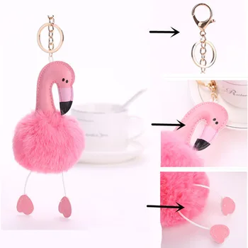 Plyšové Flamingo kľúčenky Pre Ženy, 8CM Veľké Lopty Zvierat Keychain Dámy Dievčatá Kabelka Prívesok Auto Keychain Kľúča Držiteľa Keyring ML