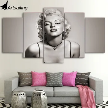 Plátno Obrazy Tlačené 5 Kusov Marilyn Monroe Wall Art Plátno Obrázky, Obývacia Izba, Spálňa Modulárny Domova up-329