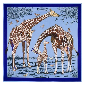 POBING Keper Hodváb Ženy Šatku Euro Design Lesných Zvierat Žirafa Tlač Neckerchief Vysokej Kvality Lady Foulard Bandana Square