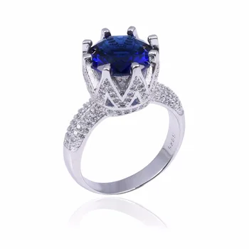 Podpora!!! Pevné 925 Sterling Silver Krúžky Koruny Šperky pre Ženy 8ct Blue Sapphire Zásnubný Prsteň Veľkosti 5-10