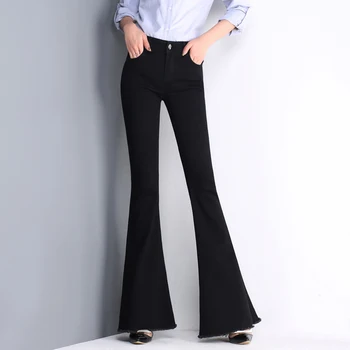 Podpora žien Bell spodnej džínsy veľká veľkosť žena slim bavlna džínsové nohavice vody umývanie džínsové nohavice svetlice doprava zadarmo 0429