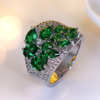 Podpora Žien Krúžok pripraviť Zelená a Červená kvapka vody farebnými zirkónmi kamene Krištáľ módne šperky anillos dámske prstene