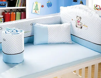 Podporu! 6PCS najvyššej kvality postieľky detská posteľná bielizeň detská postieľka set bavlna dieťa nárazníka detská postieľka sady, zahŕňajú:(4bumpers+list+vankúš)