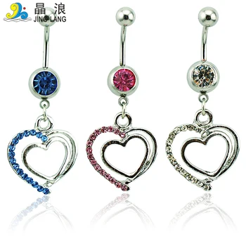 Podporu! Vysoká Kvalita 3 Farba Crystal Dvojité Srdce Chirurgickej Ocele Pupka Piercing Šperkov Pre Ženy, Ktoré Telo Šperky