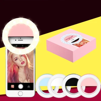 Pohodlné-klip Selfie Svetlo S Nabíjateľnou Batériou Prenosné LED Krúžok zábleskové Svetlo Pre iphone Samsung Huawei Android