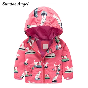 Pohár Anjel Dievčatá Windbreaker Bunda S Dlhým Rukávom S Kapucňou Tlač Psa Penguin Vzor Zvierat Deti Baby Girl Vrchné Oblečenie Kabát Oblečenie