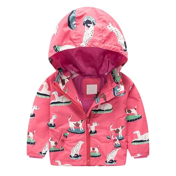 Pohár Anjel Dievčatá Windbreaker Bunda S Dlhým Rukávom S Kapucňou Tlač Psa Penguin Vzor Zvierat Deti Baby Girl Vrchné Oblečenie Kabát Oblečenie